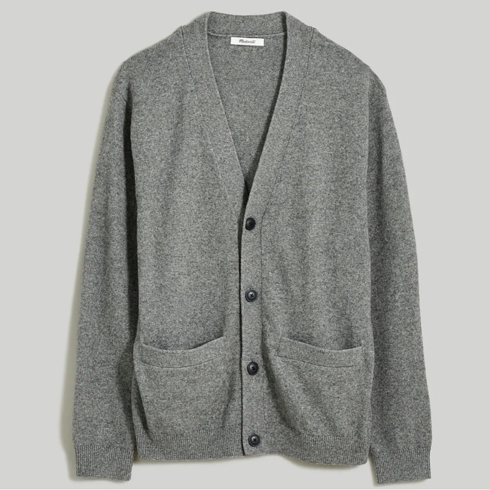 Madewell Oversized Cotton Merino Wool Cardigan Size XS SMALL Gray Sweater